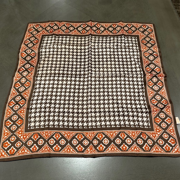 Brown Orange Cream Glentex Acetate MCM Scarf - Picture 1 of 15
